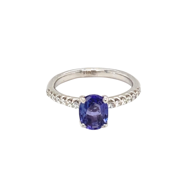 14 Karat White Gold Purple Sapphire Ring