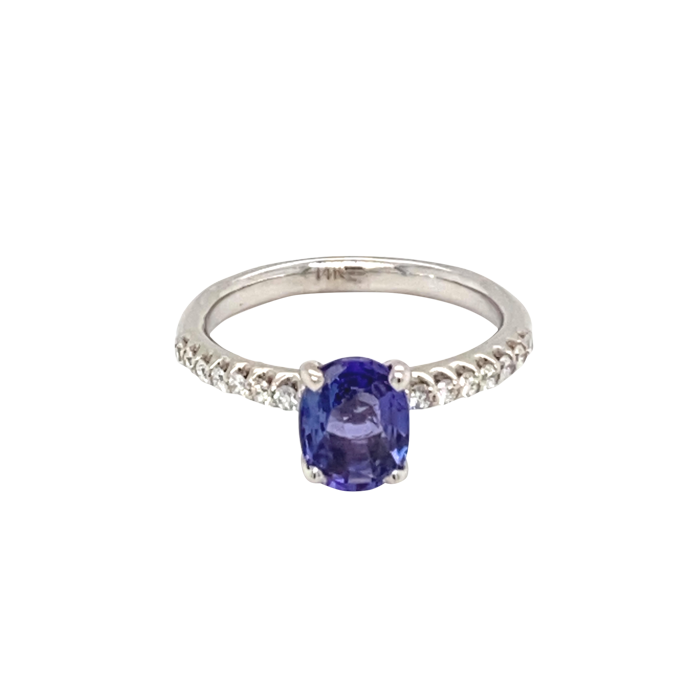 14 Karat White Gold Purple Sapphire Ring