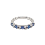 14 Karat White Gold Sapphire and Diamond Stackable Ring