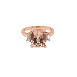 14 Karat Rose Gold Cushion-Cut Morganite and Diamond Ring
