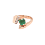 14 Karat Rose Gold Free Form Emerald Fashion Ring