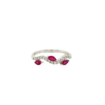 14 Karat White Gold Diamond and Ruby Stackable Ring