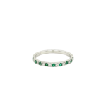 14 Karat White Gold Emerald and Diamond Stackable