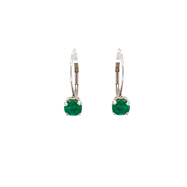 14 Karat White Gold Emerald Drop Earrings