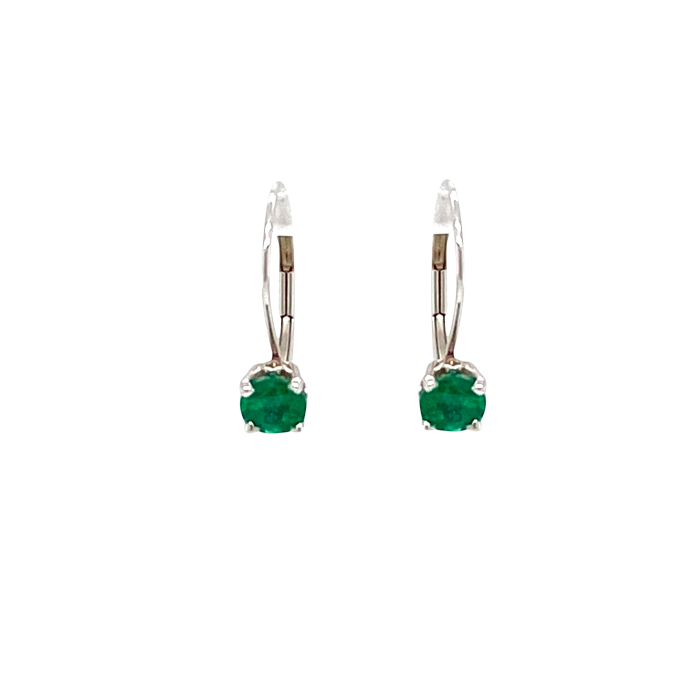 14 Karat White Gold Emerald Drop Earrings