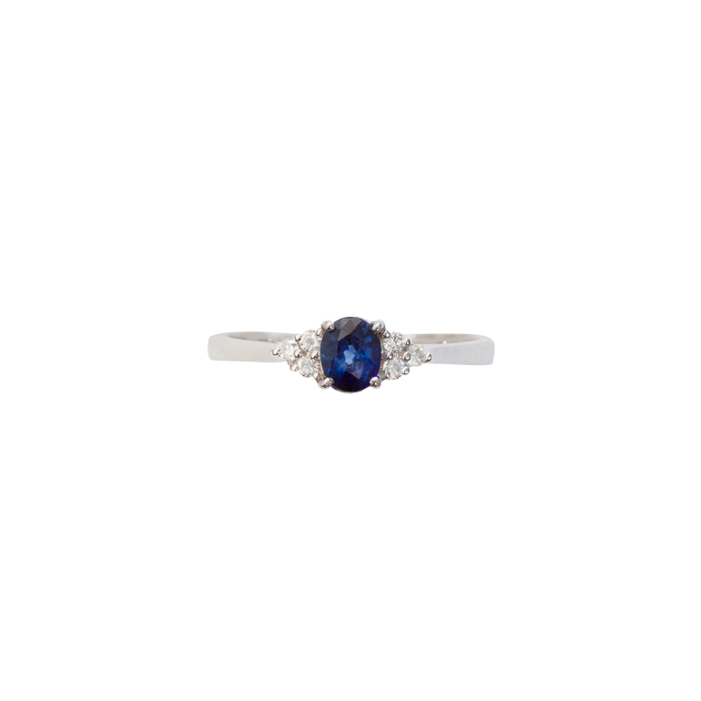 18 Karat White Gold Sapphire and Diamond Fashion Ring