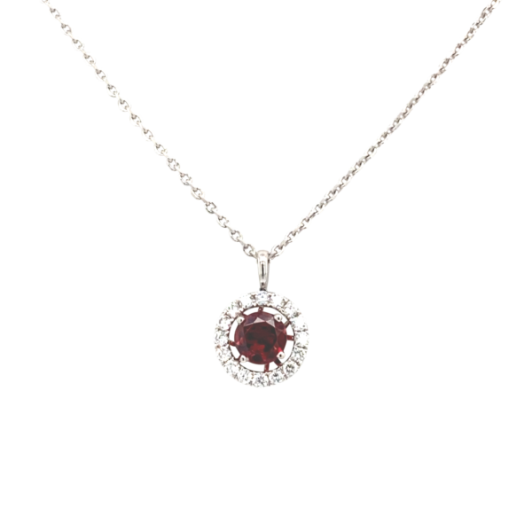 18 Karat White Gold Garnet and Diamond Necklace