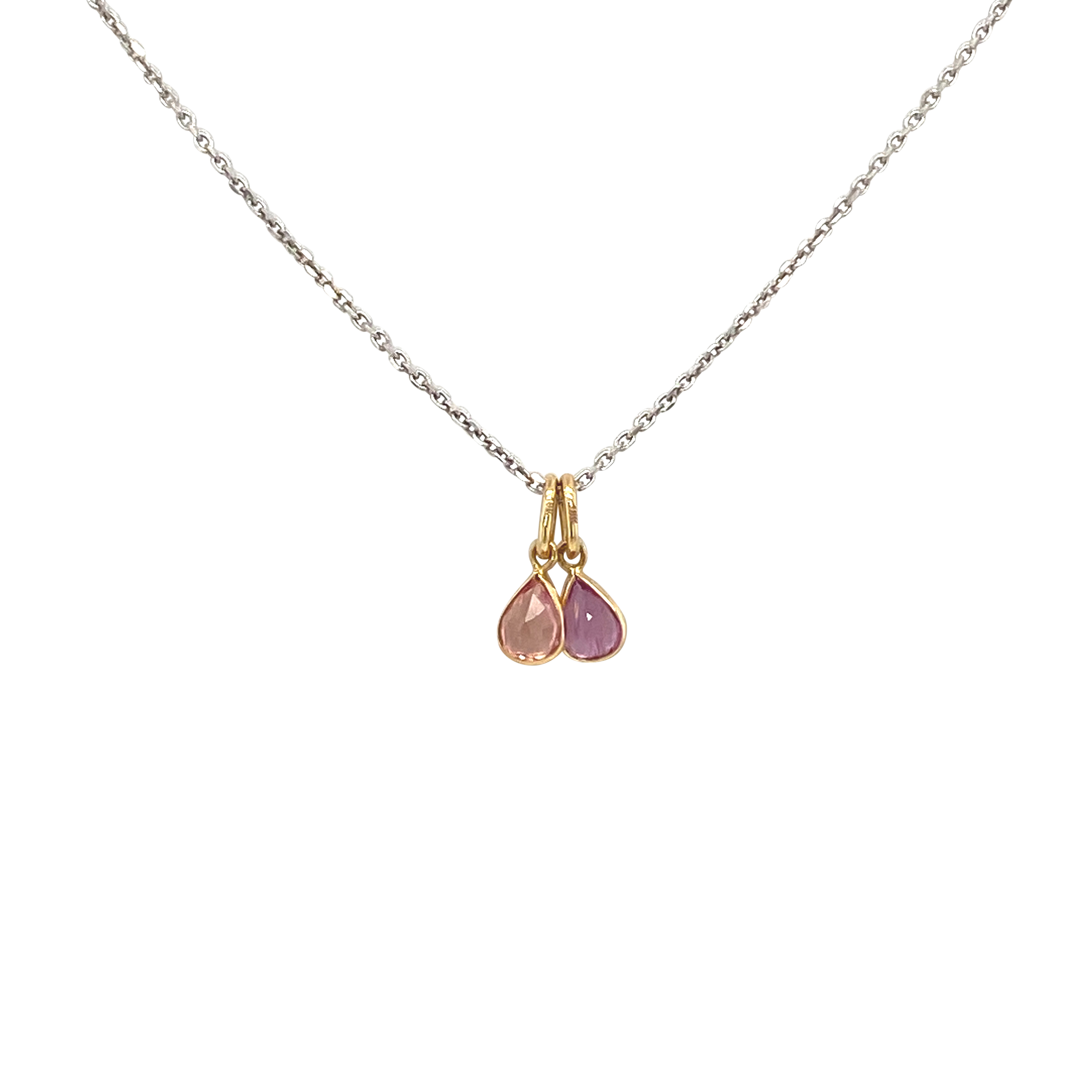 18 Karat Yellow Gold Multicolored Sapphire Charm Necklace