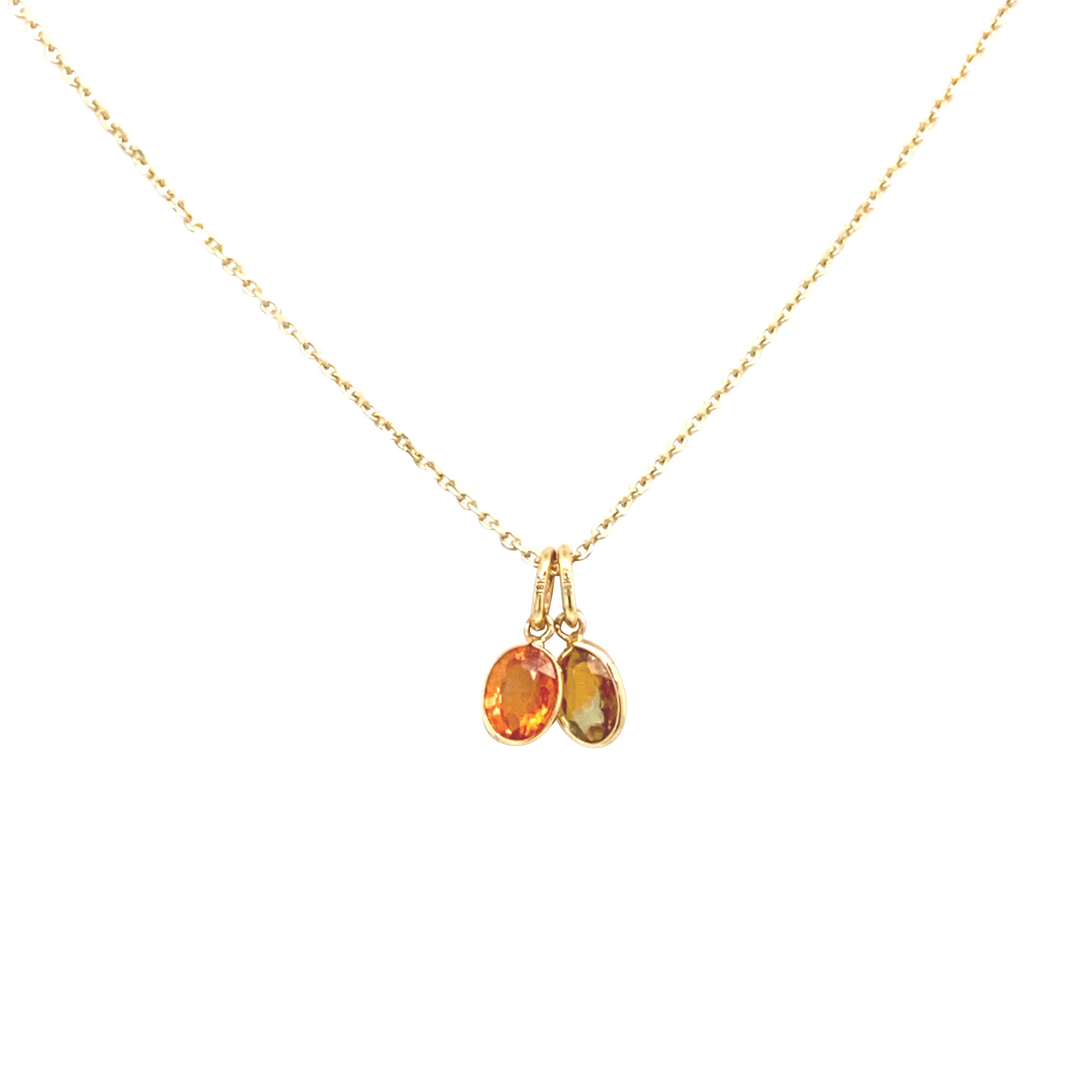 18 Karat Yellow Gold and Colored Sapphire Charm Necklace