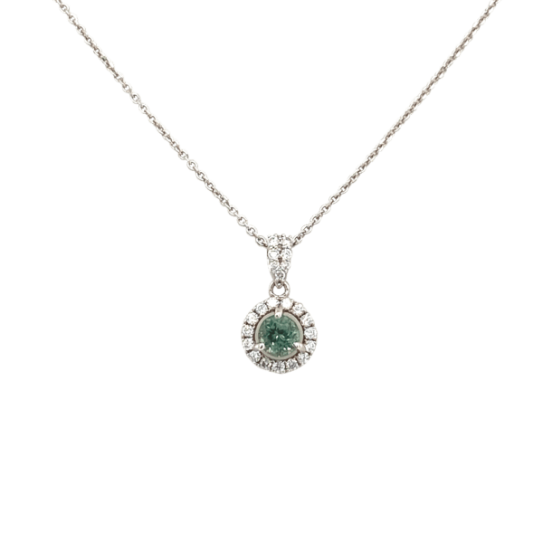 14 Karat White Gold Alexandrite and Diamond Pendant