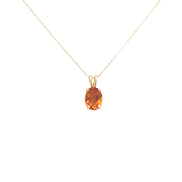 14 Karat Yellow Gold and Oval Citrine Pendant