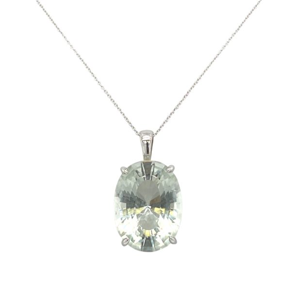 14 Karat White Gold Oval Aqua Statement Pendant