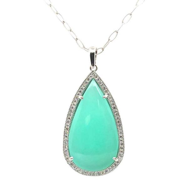 14 Karat White Gold Chrysoprase Pendant