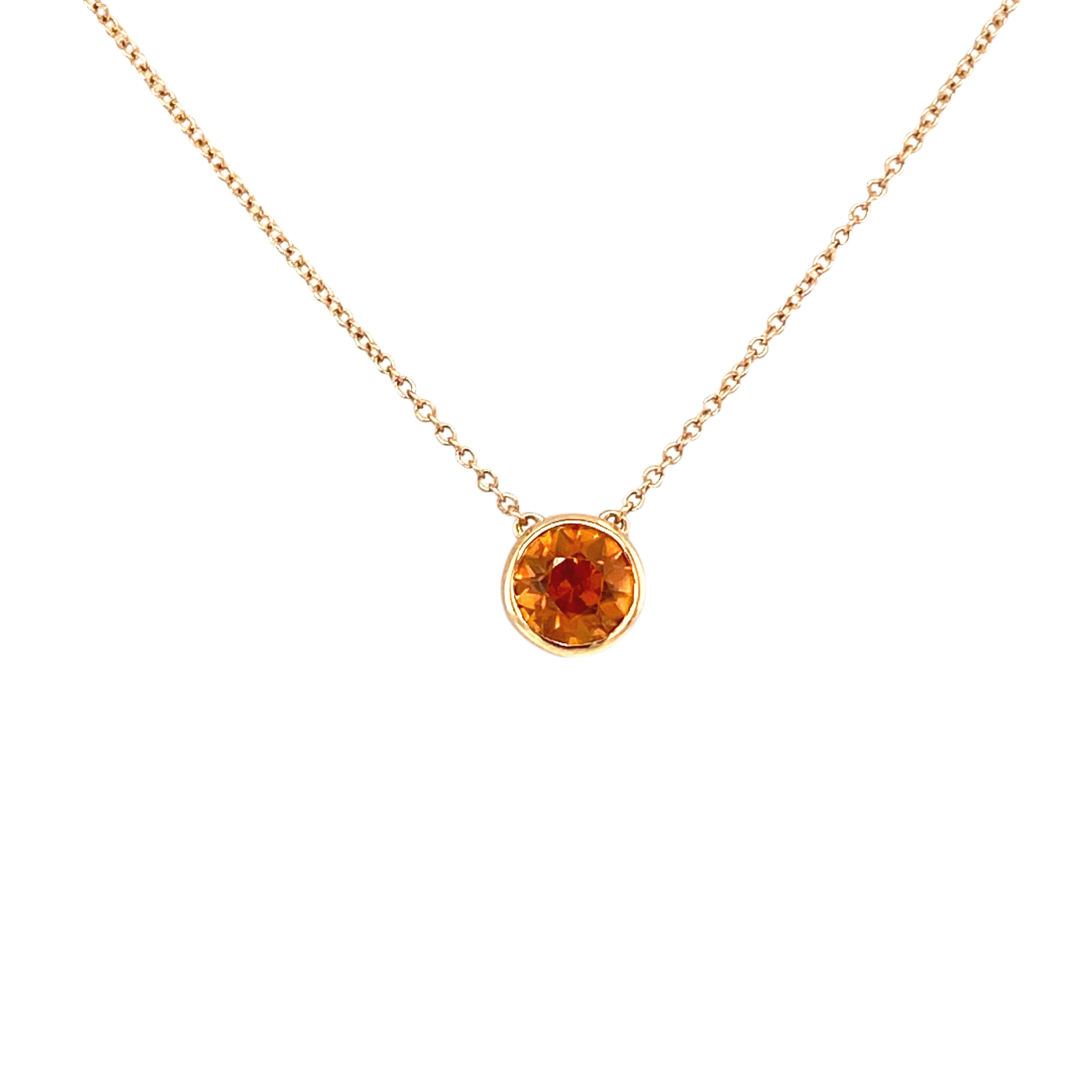 18 Karat Rose Gold Bezel Set Orange Garnet Pendant