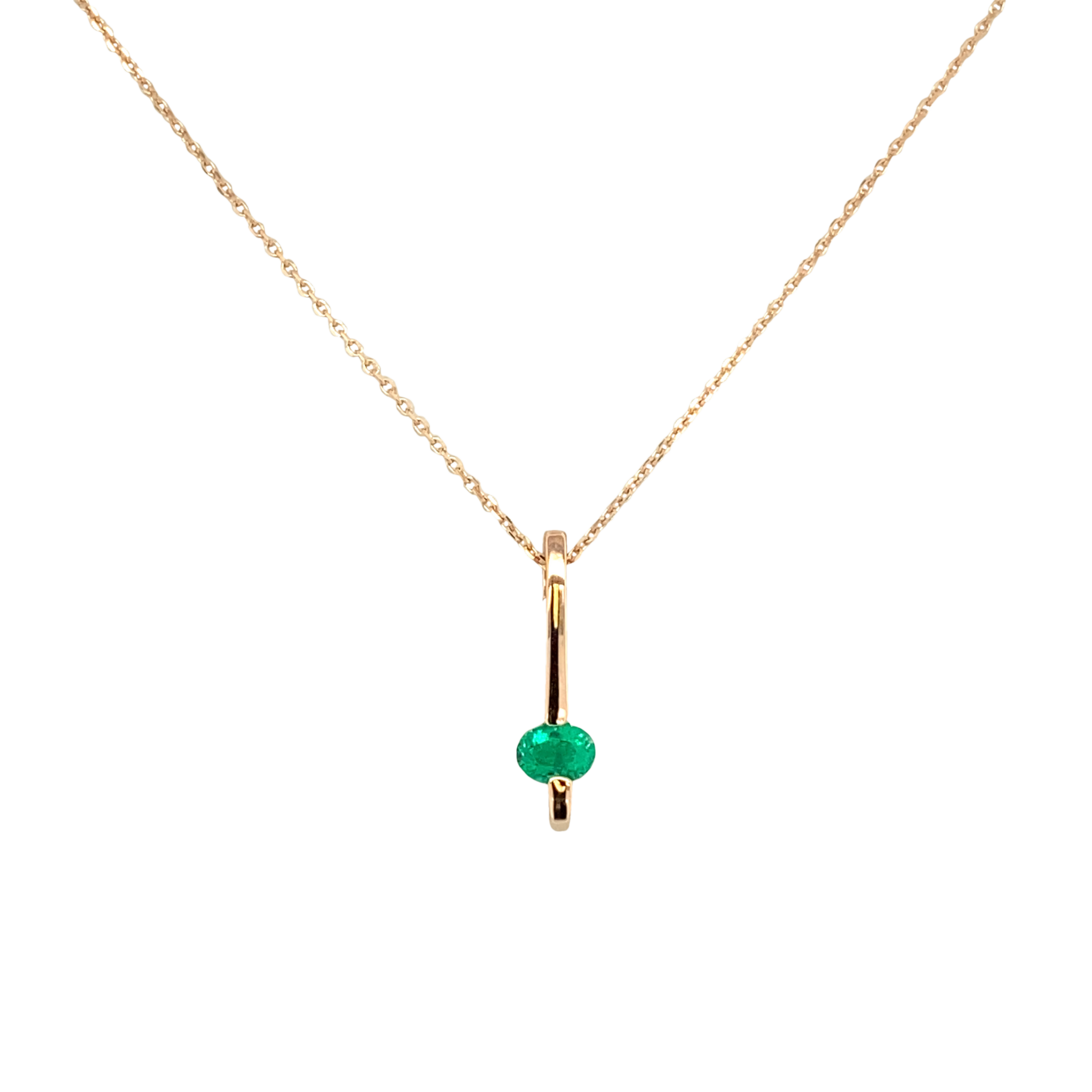 14 Karat Rose Gold Emerald Drop Pendant