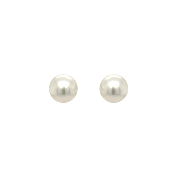 14 Karat Yellow Gold Cultured White Pearl Stud Earrings