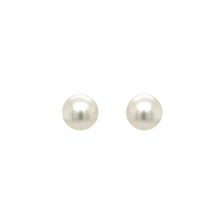 14 Karat Yellow Gold Cultured White Pearl Stud Earrings