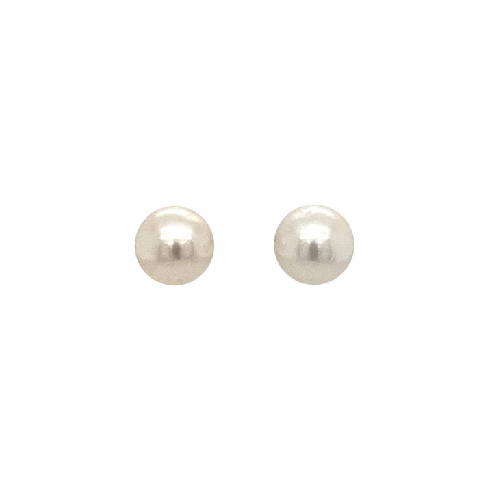 14 Karat Yellow Gold Cultured White Pearl Delicate Stud Earrings