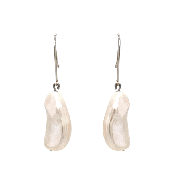 14 Karat White Gold Freshwater Pearl Drop Earrings