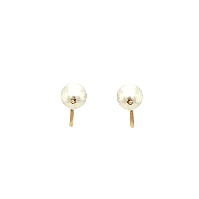 14 Karat Yellow Gold Cultured Pearl Stud Earrings