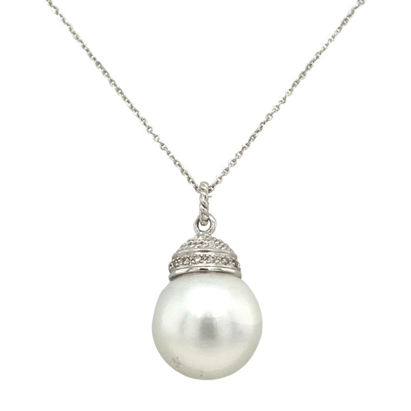 14 Karat White Gold Drop Pearl Pendant