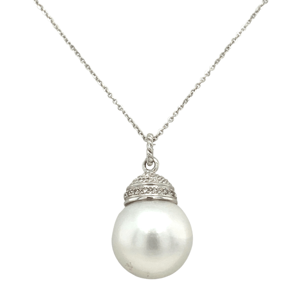 14 Karat White Gold Drop Pearl Pendant