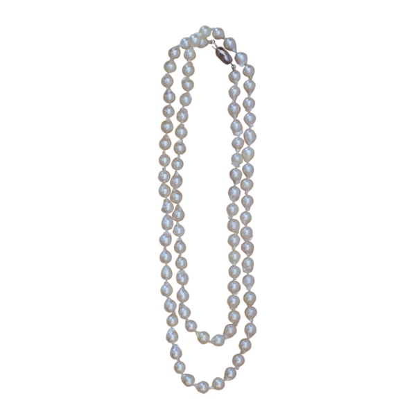 Sterling Silver Baroque Cream Pearl Necklace