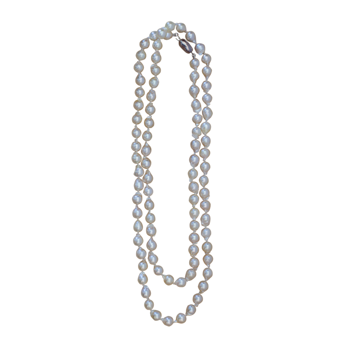 Sterling Silver Baroque Cream Pearl Necklace