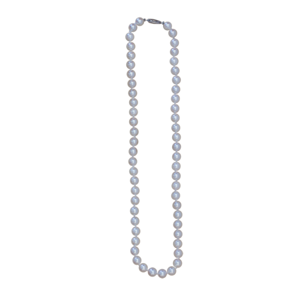 White Sterling Silver Cultured White Pearl Necklace