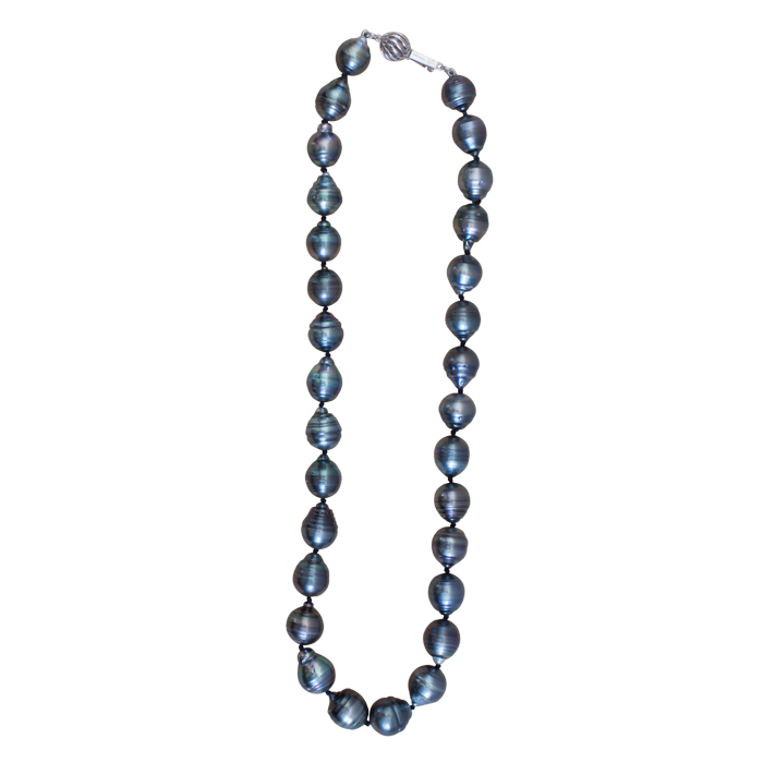 Sterling Silver Single Strand Tahitian Pearl Necklace