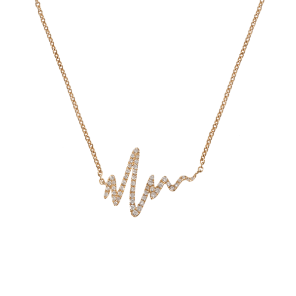 18k Yellow Gold Diamond Heartbeat Necklace