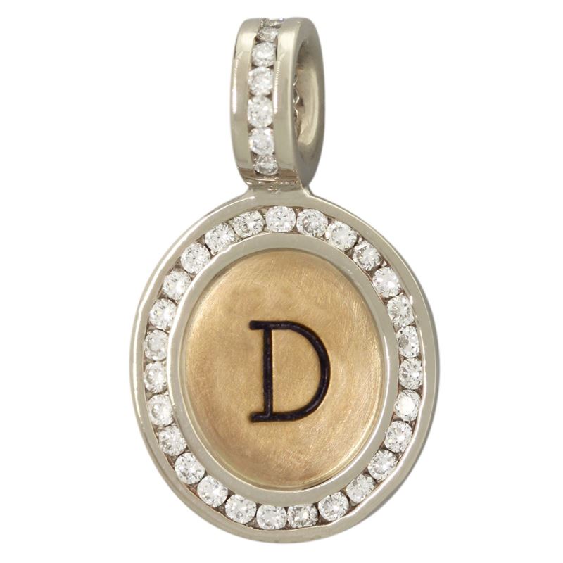 Channel Set Single Initial Oval Charm