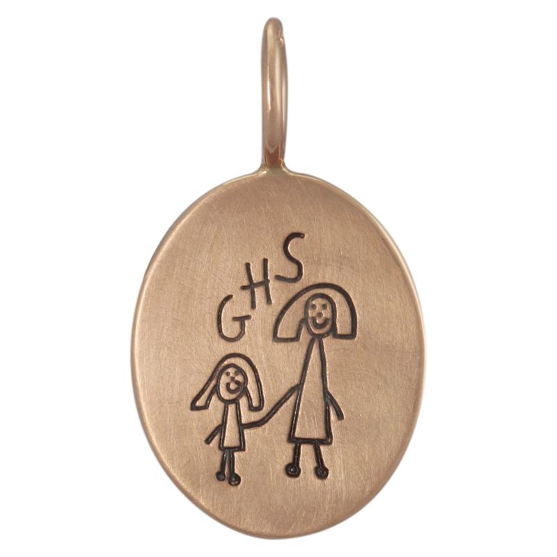 Child's Drawing Oval Charm