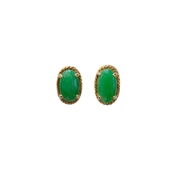 14 Karat Yellow Gold Jade Clip-On Earrings