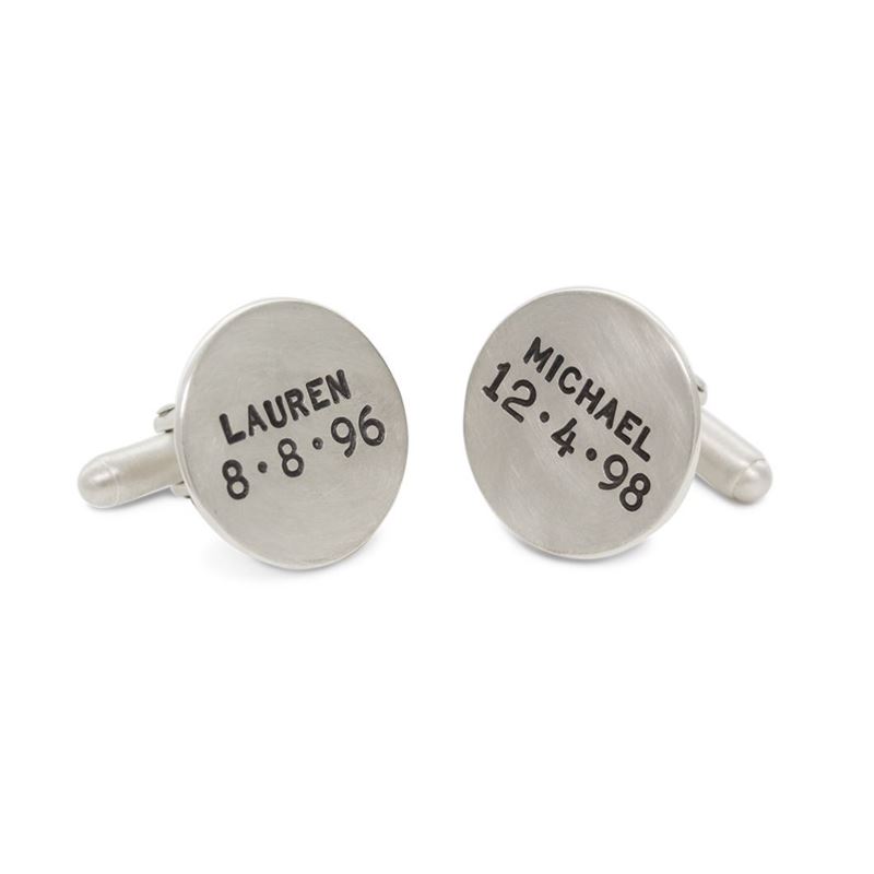 Silver Name and Date Cufflinks