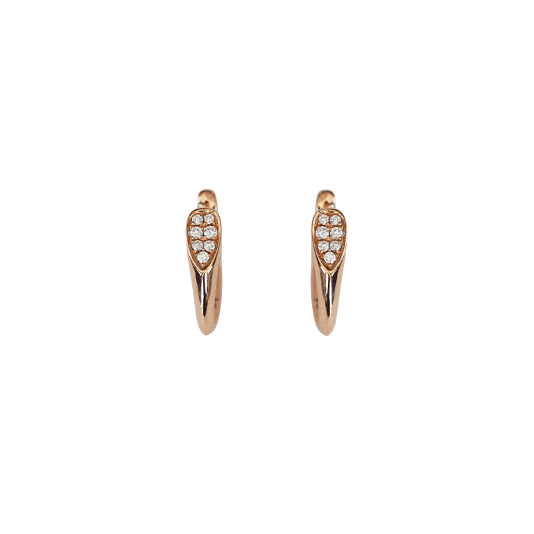 18 Karat Rose Gold Diamond Hoop Earrings