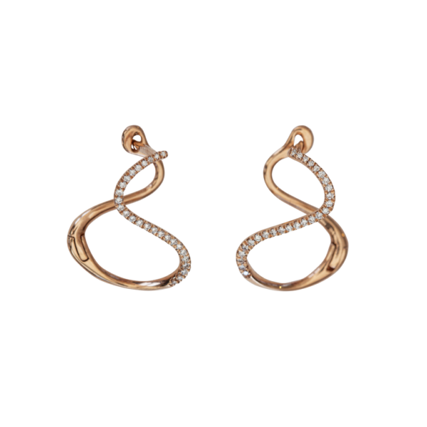 18 Karat Rose Gold Diamond Twisty Earrings