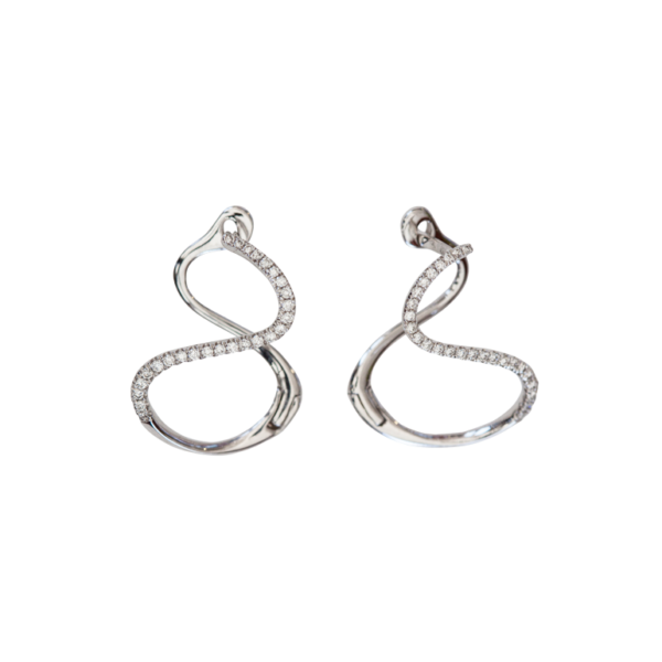 18 Karat White Gold Diamond Twisty Earrings