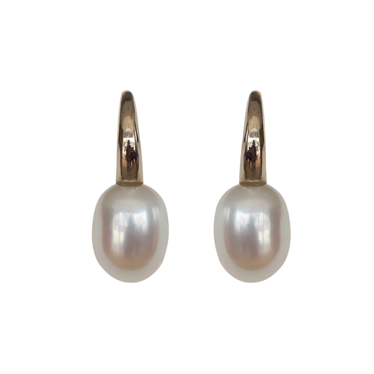 14 Karat White Gold Baroque Pearl Drop Earrings