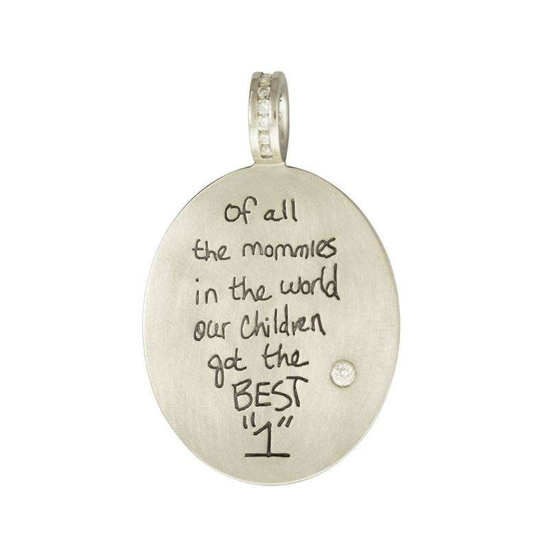 White Gold Hand Written Message Oval Charm
