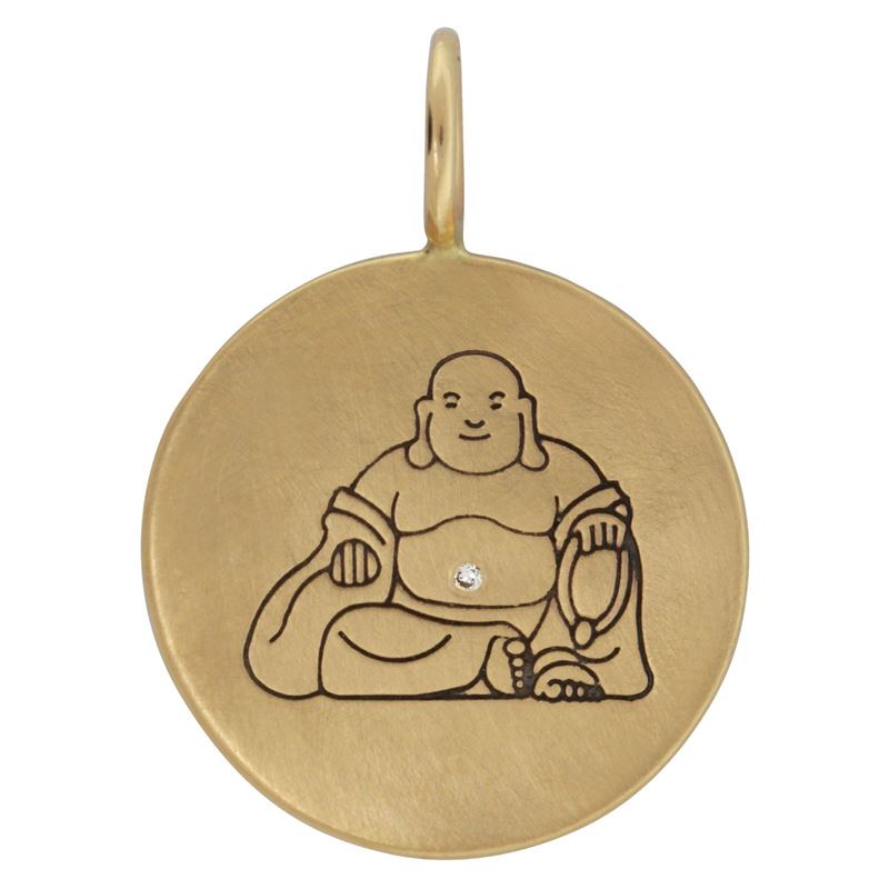 Yellow Gold Buddha Round Charm