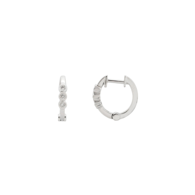 14 Karat White Gold Petite Diamond Hoops Earrings