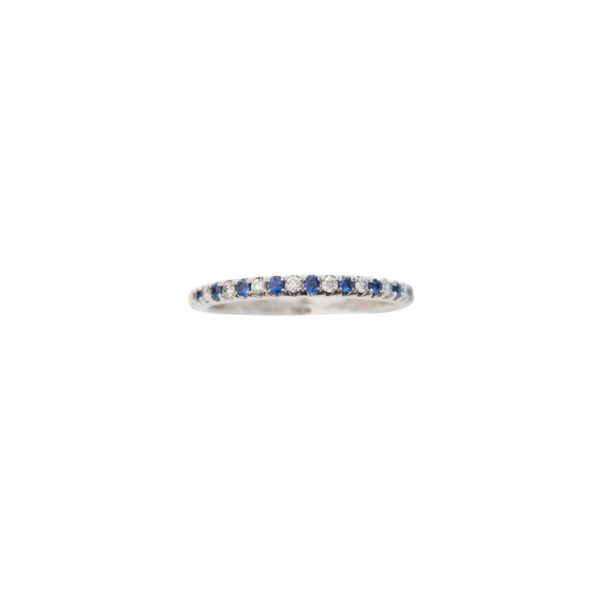 18 Karat White Gold Sapphire and Diamond Stackable Band