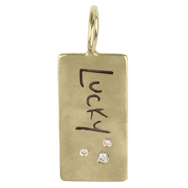Green Gold and Diamond "Lucky" Charm