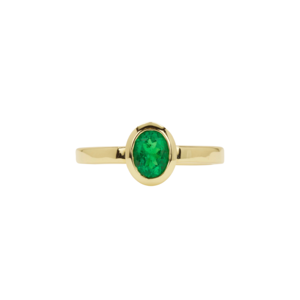 14 Karat Yellow Gold Emerald Birthstone Ring