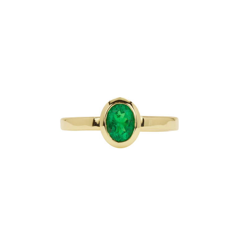 14 Karat Yellow Gold Emerald Birthstone Ring