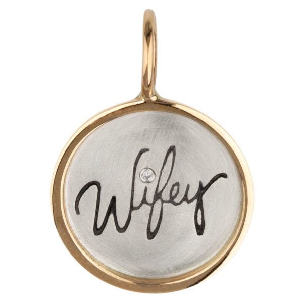 Silver, Yellow Gold and Diamond "Wifey" Charm