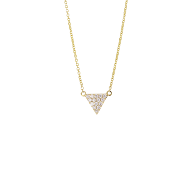 18 Karat Yellow Gold Diamond Triangle Pendant