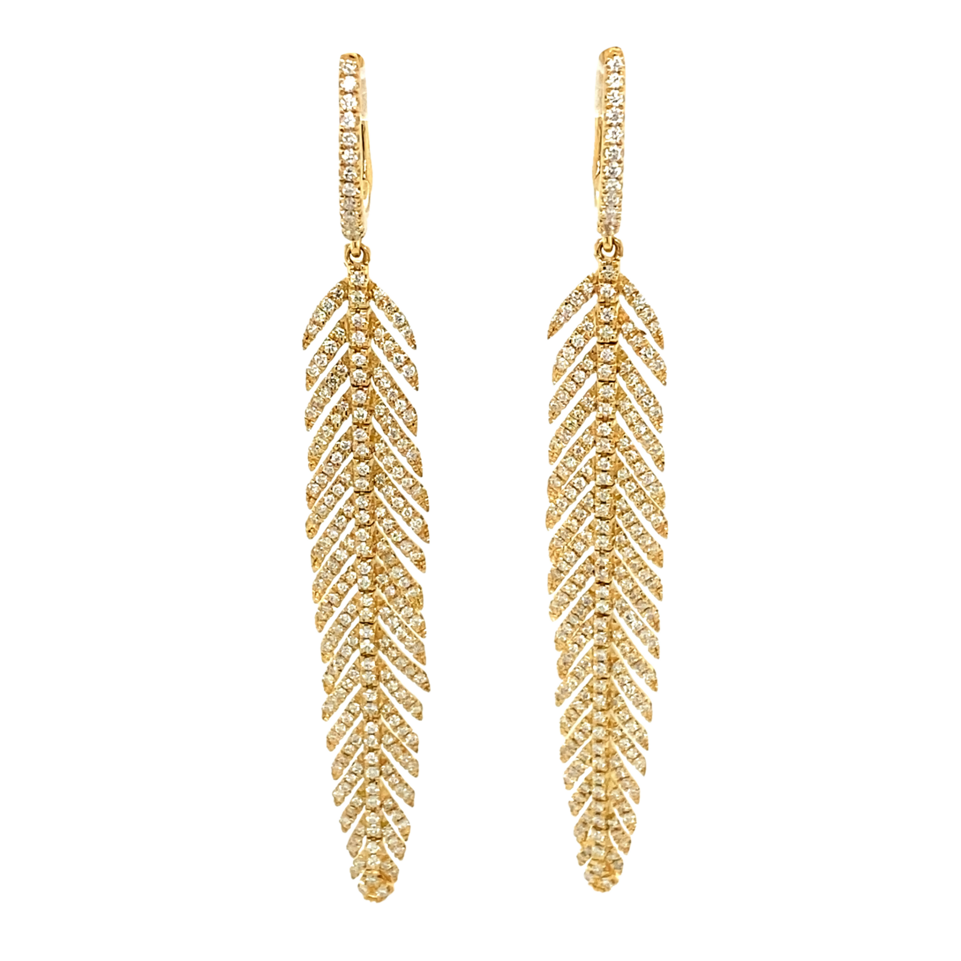 Yellow Gold Feather Earrings