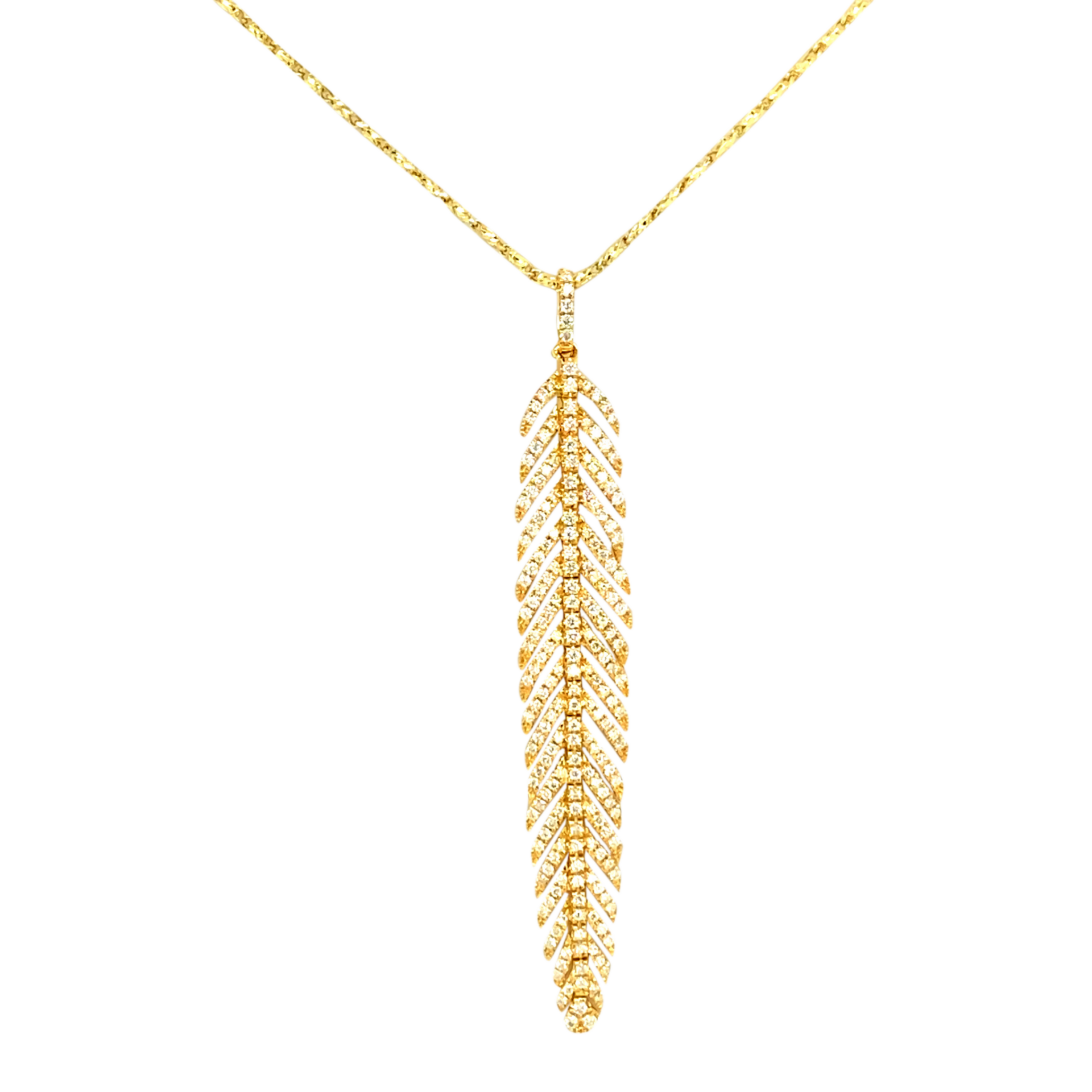 Yellow Gold Feather Necklace